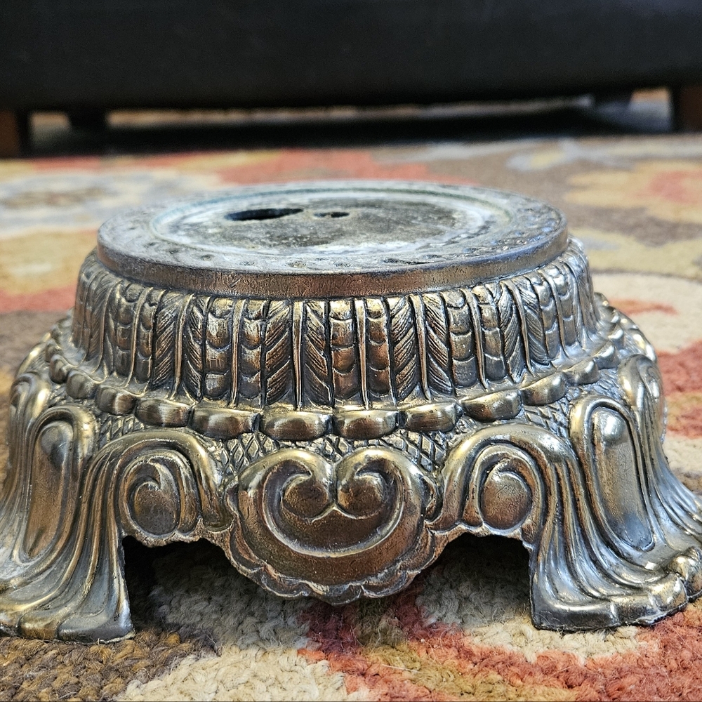 Vintage Ornate Base Cast Metal Lamp Swag MCM Antique Light